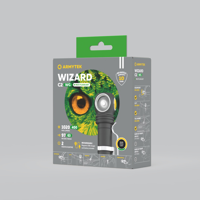 Фонарь Armytek Wizard C2 WG Magnet USB Warm (F09201W)