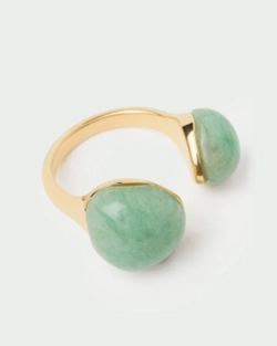 Кольцо Green Aventurine Gravity серебро 925 пробы покрытое золотом