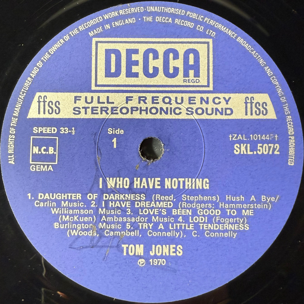 Tom Jones - I Who Have Nothing (Англия 1970г.)
