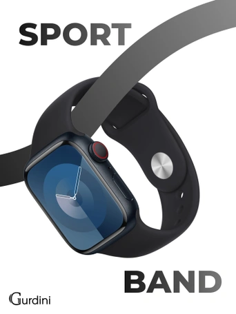 Ремешок Gurdini Sport Band (силиконовый) Apple Watch 42mm/44mm (S/M-M/L) Black