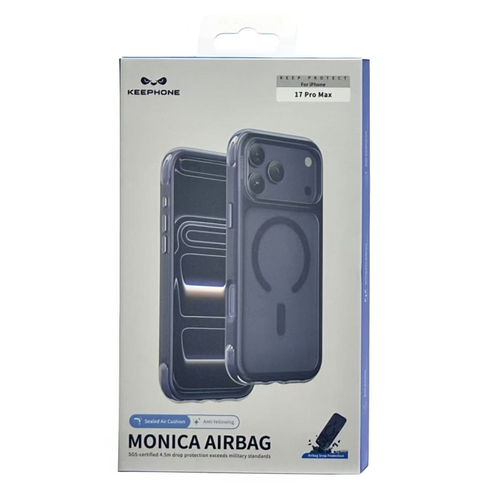 Накладка для i-Phone 17 Pro Max Keephone Monica Airbag сине-прозрачный