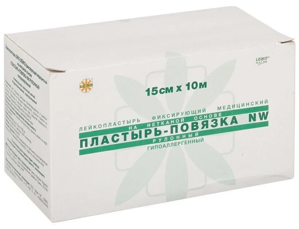 Пластырь-повязка LEIKO "ЛИПКИЙ БИНТ"  перф. неткан. осн. рулон. инд.уп. 15,0х10м (картон. уп.)