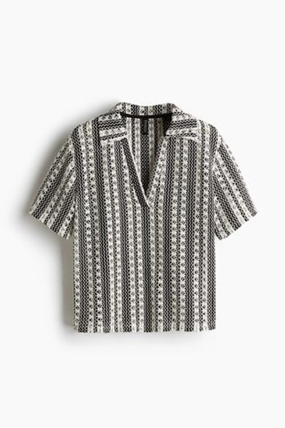 Топ с ажурным узором и воротником - H&M