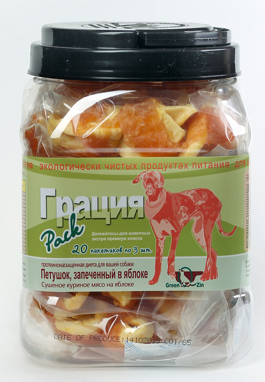 ПАК ГРАЦИЯ (Сушеное куриное мясо на яблоке в индивидуальной упаковке) 600гр