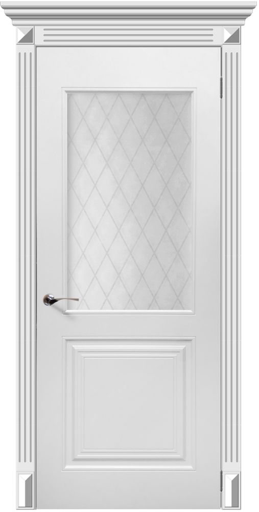 Межкомнатная дверь Форте / Цвет Белый / Остекление "Белое матовое Кристалл" / Двери Верда