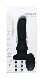 Черный фрикционный вибратор Silicone Vibrating & Thrusting Plug with Remote Control - 17,1 см. (Цвет: черный)