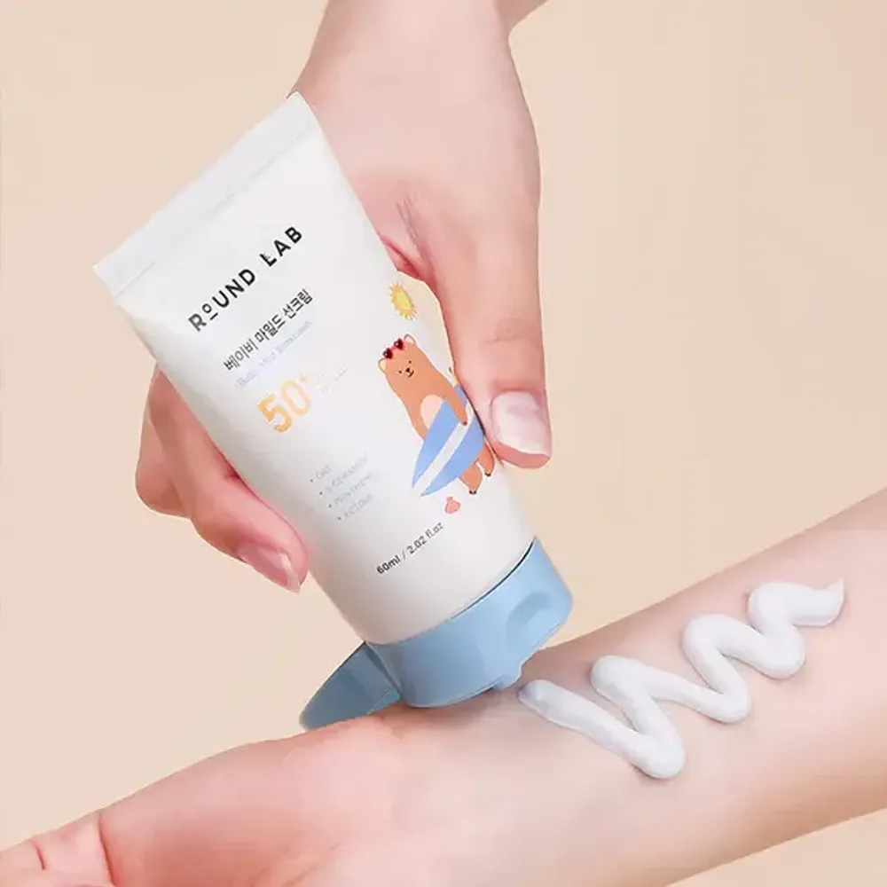 Детский солнцезащитный крем для чувствительной кожи Round Lab Baby Mild Sunscreen SPF50+ PA++++  60 мл