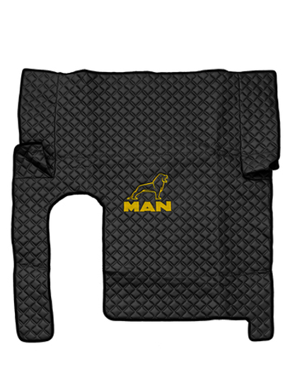 Ковры MAN TGX с 1-м ящиком (механика) (экокожа, черный, черный кант, желтая вышивка)