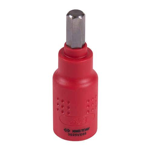 KING TONY (3025VE08) Насадка (бита) торцевая диэлектрическая 3/8", HEX, 8 мм, L = 65 мм