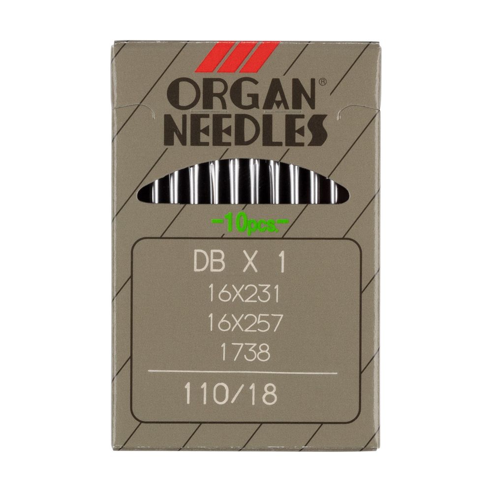 Иглы для промышленных швейных машин Organ DB*1738 / DB*1, 10 шт, 110 Иглы для промышленных швейных машин Organ DB*1738 / DB*1, 10 шт, 110