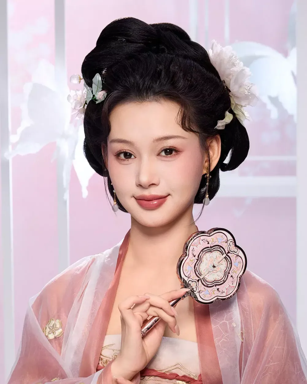Ручное зеркало Flower Knows Butterfly Cloud Collar Hand Mirror - Lotus Pink