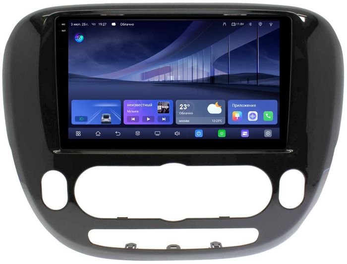 Магнитола для KIA Soul 2 2014-2019 (кондиционер, рамка глянцевая) - Kuberg QLed+2K, Android 14, TS105, Быстрейшая, CarPlay, SIM-слот