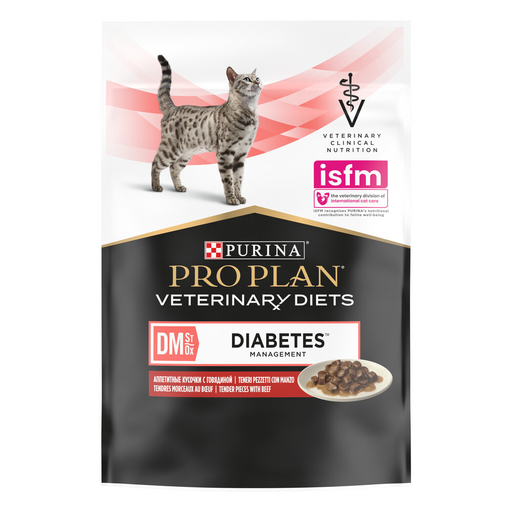 Паучи PRO PLAN VETERINARY DIETS DM St/Ox Diabetes Management для кошек при диабете с говядиной 85 г