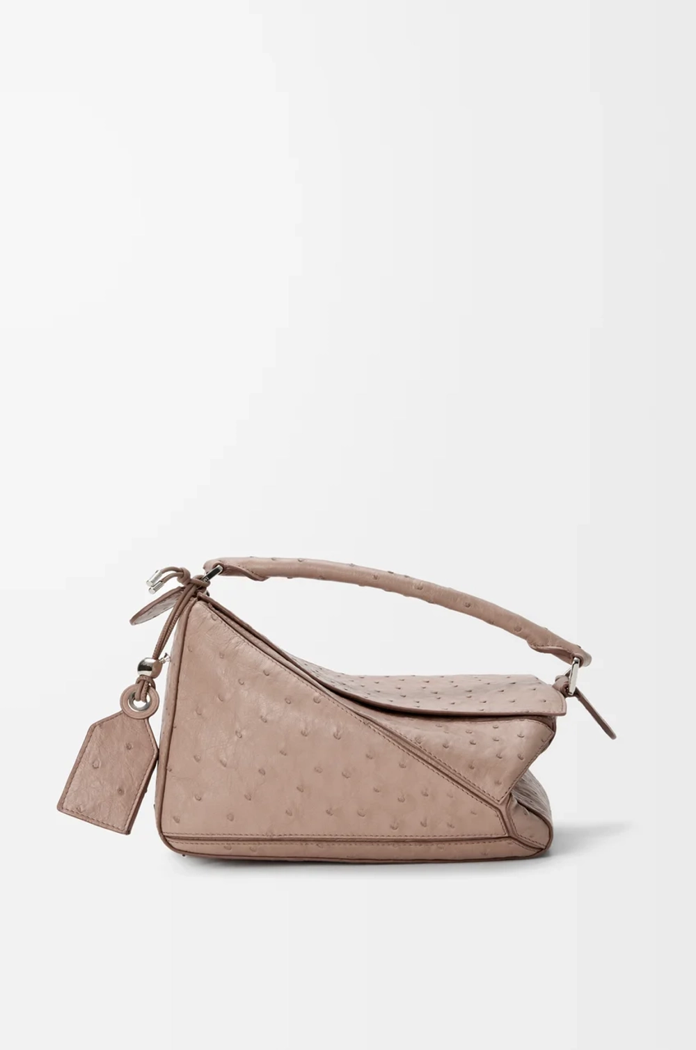 Loewe Маленькая сумка Puzzle Featherlight из страусиной кожи, серо-коричневый