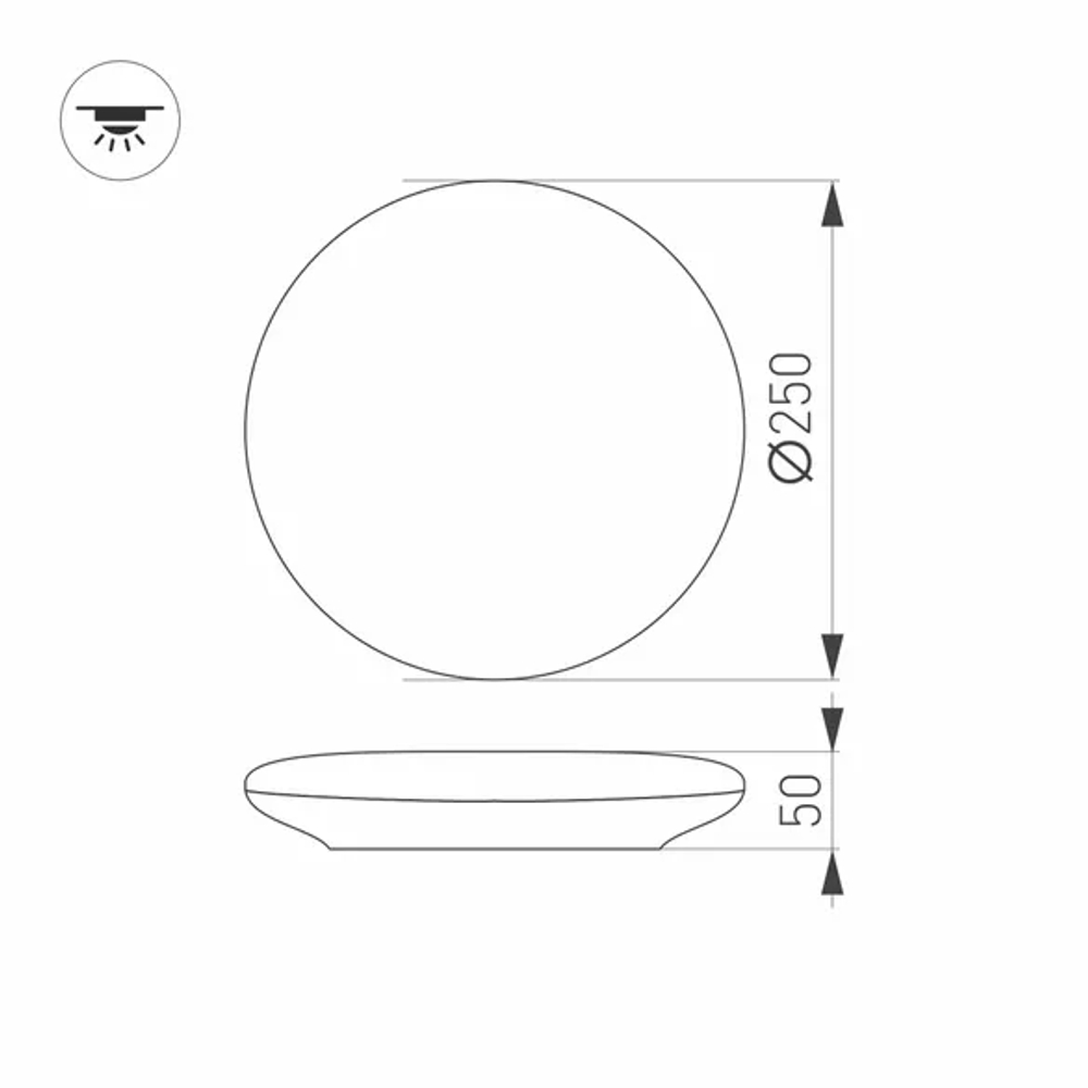 Светильник CL-FRISBEE-MOTION-R250-12W Warm3000 (WH, 180 deg, 230V) (Arlight, IP54 Пластик, 3 года) 030161