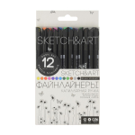 Скетч - линеры 0.36 мм, 12 цв. "Sketch&Art. Black edition" (Bruno Visconti)