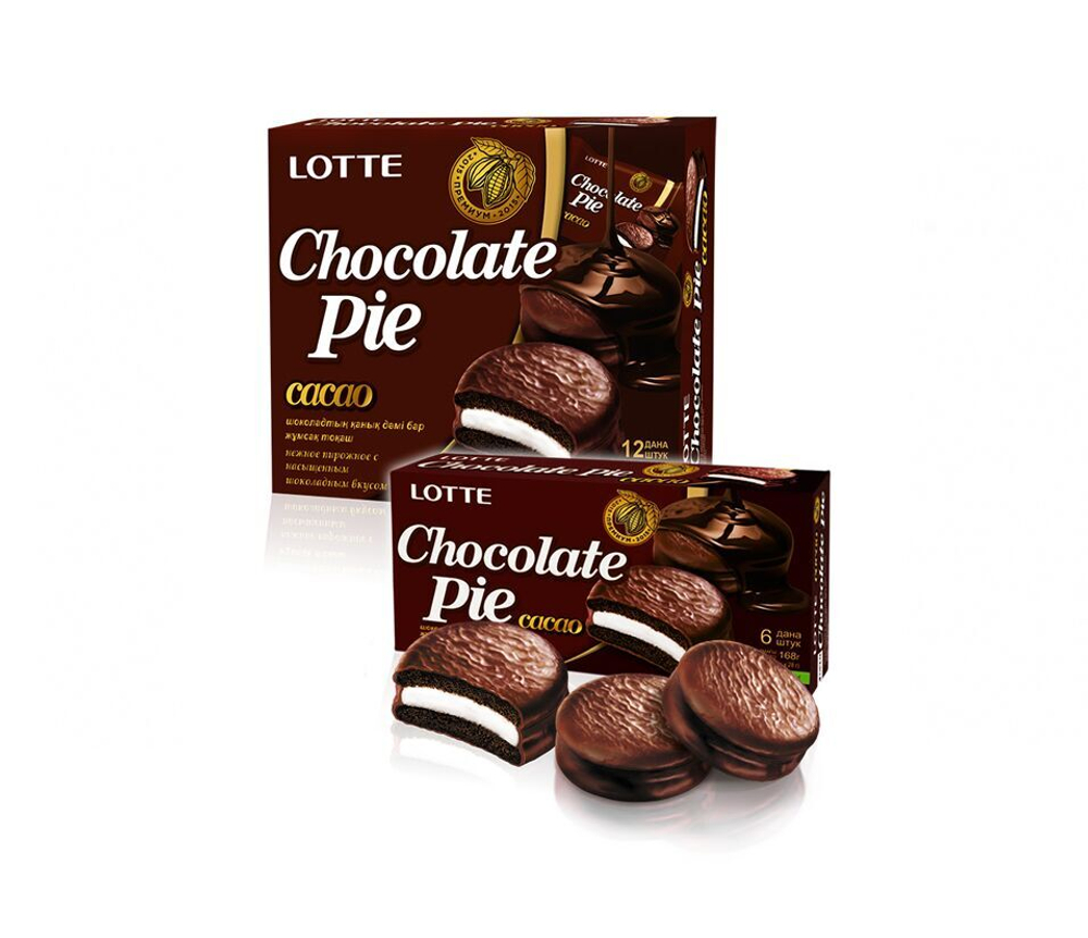 Печенье ЛОТТЕ Чоклэт Пай Какао (LOTTE CHOCOLATE PIE CACAO) х/к 168 гр  (28 гр х6)