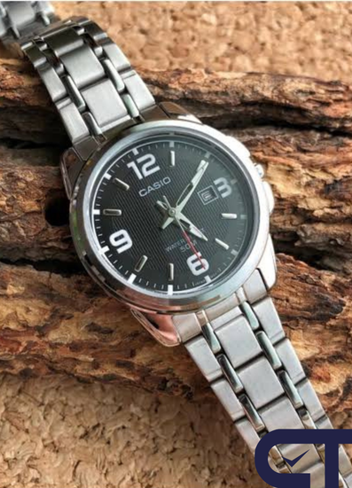 Casio LTP-1314D-1A — женские часы с чёрным циферблатом, датой и неоновым покрытием