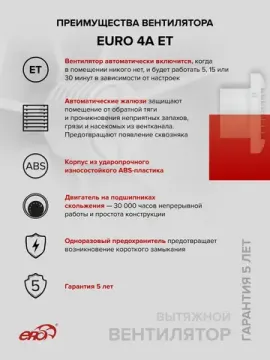 Вентилятор накладной EURO D100 ET авт.жалюзи ERA