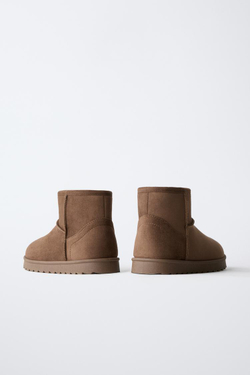 ZARA УТЕПЛЕННЫЕ УГГИ, КОРИЧНЕВЫЙ