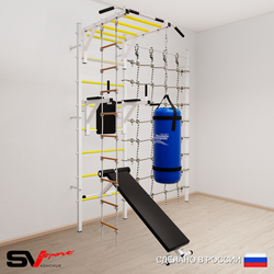 Шведская стенка Sv Sport 55210 (Турник рукоход/Брусья/Скамья/Лестница/Цепь/Мешок 15кг/Канатный лаз)
