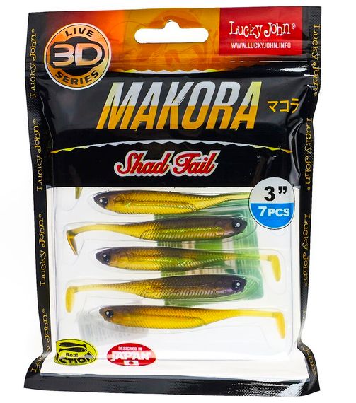 Виброхвосты LJ 3D Series MAKORA SHAD TAIL 3.0in (07,60)/004 7шт.
