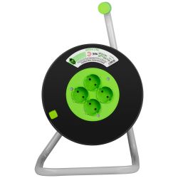 Удлинитель силовой ЭРА GREEN LINE KAT-2x1.5-20m Greenline на катушке пластик 4 розетки без заземления 20м ПВС 2x1.5мм2 | Электротовары