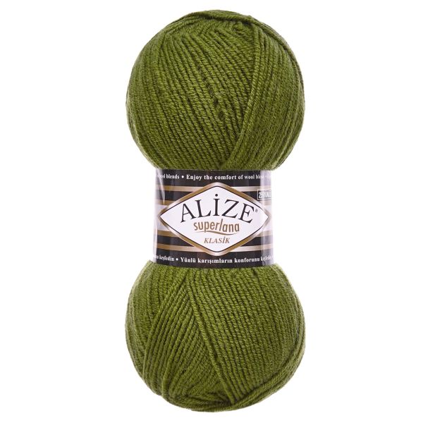 Пряжа Alize (Ализе) Superlana klasik / уп.5 мот. по 100 г, 280 м, 620 оливковый, 692917-114