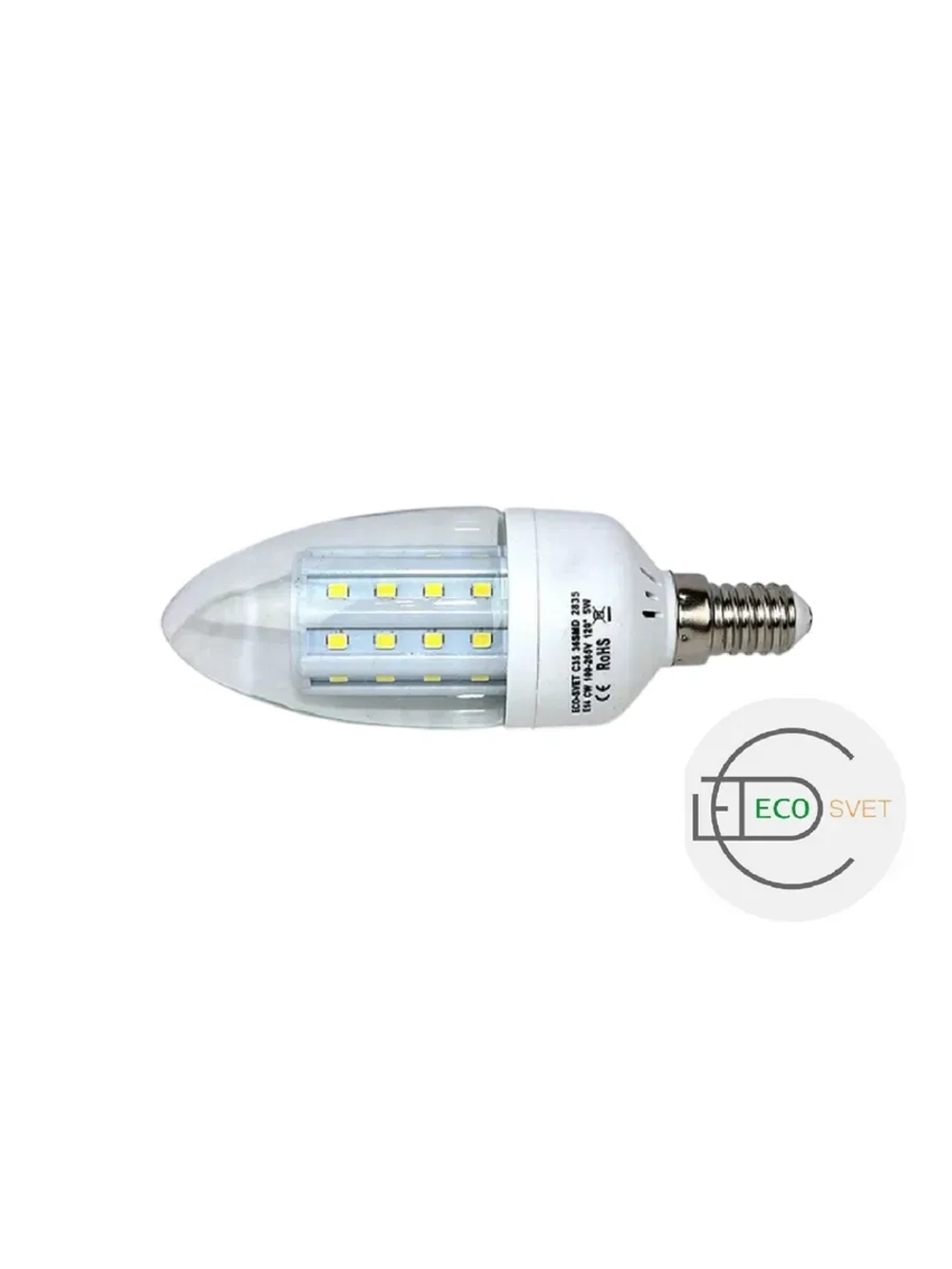 Светодиодная LED лампа С35 Е14 36LED 5W 10шт холод