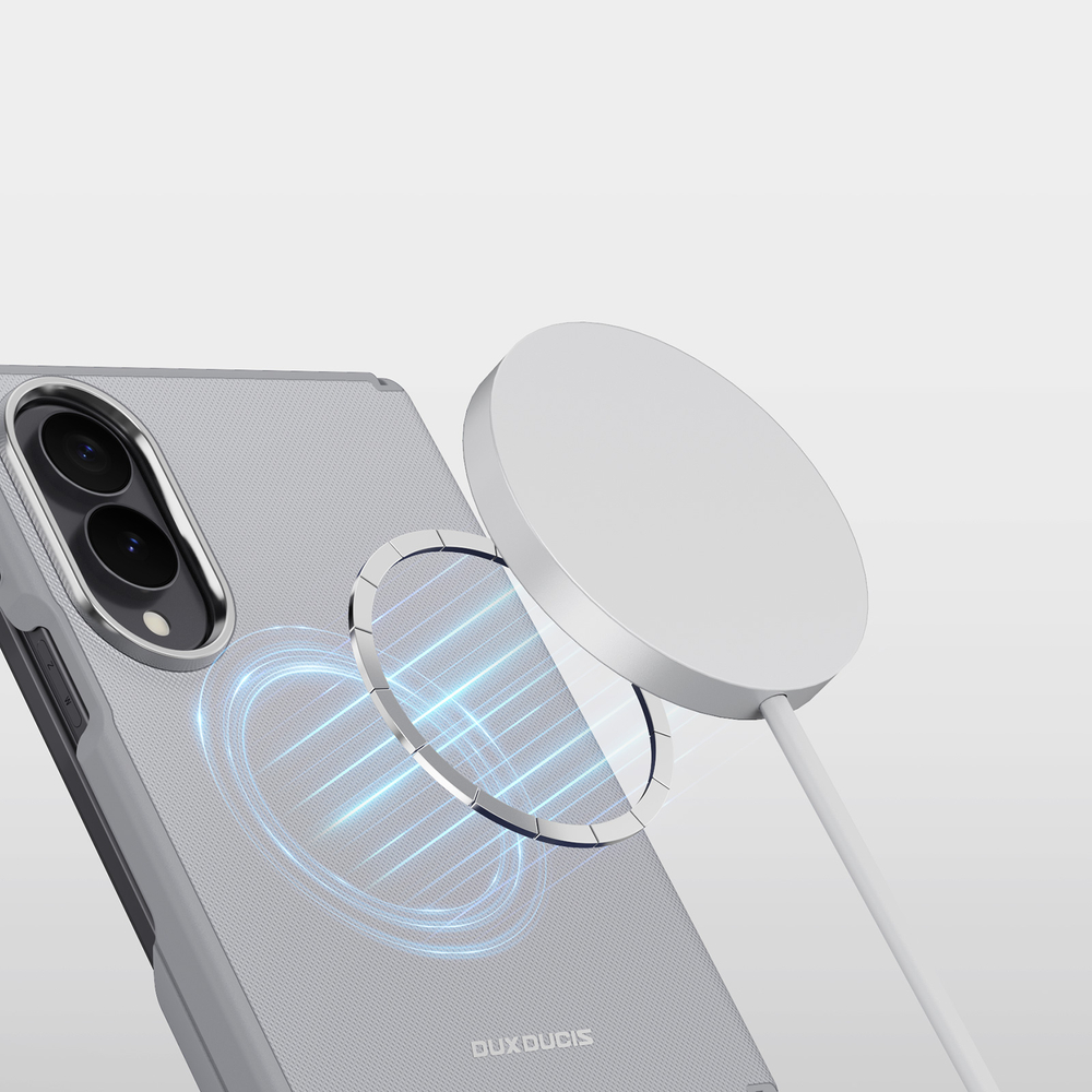 Чехол серого цвета с вставками из искусственной кожи для Samsung Galaxy Z Fold 8, серия Vyne Series от Dux Ducis