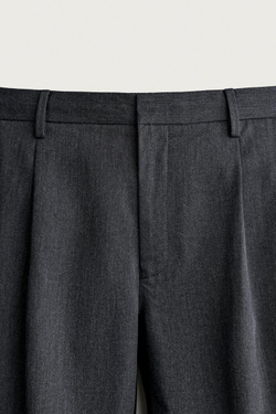 ZARA КОСТЮМНЫЕ БРЮКИ КЛАССИЧЕСКОГО КРОЯ СО СКЛАДКАМИ, СИНЕВАТЫЙ