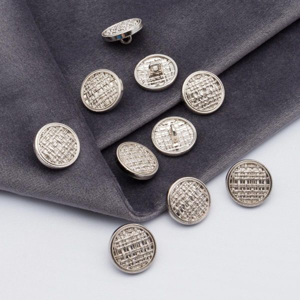 Пуговицы металл на ножке 24L=15 мм, Silver (серебристый), 10 шт, MP06