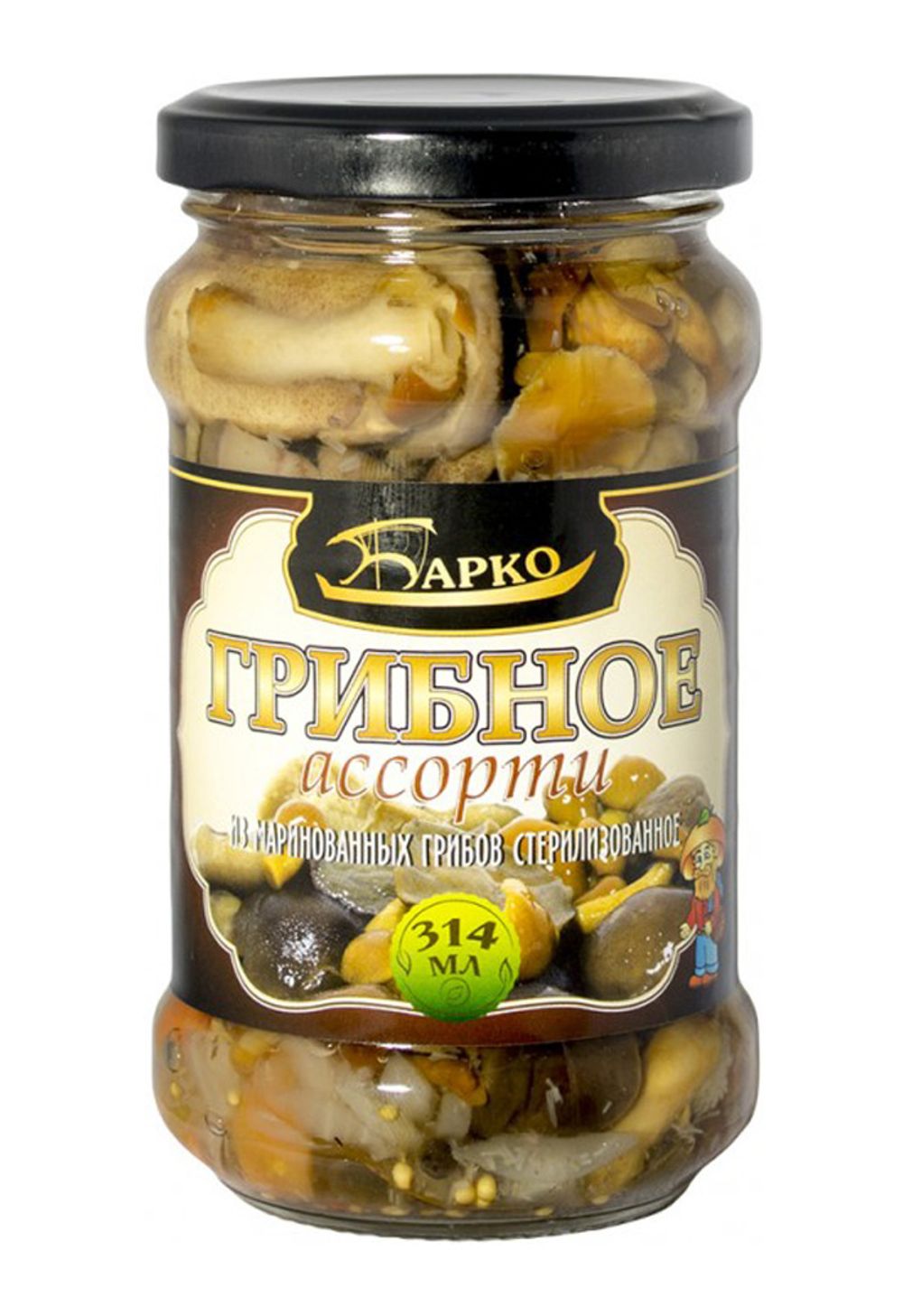 Барко Грибы Ассорти маринованные в ст/банке, 314*12 (уд не зак)