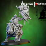 Grand Alliance Destruction Ogor Mawtribes Ogre Kingdoms Всадник огров на бегемоте №2 знаменосец миниатюра для dnd, днд, pathfinder, фентези, Настольная игра, НРИ, Варгейм, РПГ