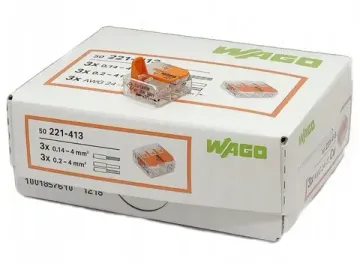 Клемма Wago с зажимами new 221-413 прозрачная original (в упак. 50шт.)