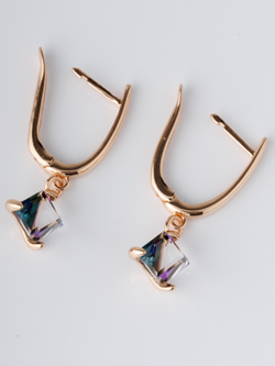 Серьги-подвески Миражи с фиолетовыми кубиками Swarovski