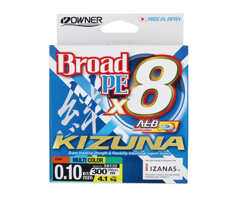 OWNER Шнур Kizuna X8 Broad PE multi color 10м 300м 0.1мм 4.1кг