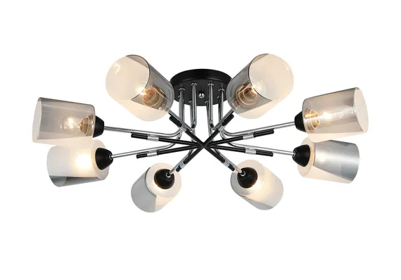 Люстра потолочная Rilon 26012/8 CHROME+BLACK, 8×40 Вт, хромированная и чёрная