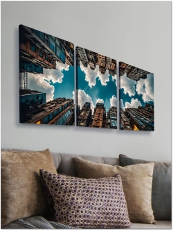 Картина Узкая улица мегаполиса модульная 50x70см 3шт.