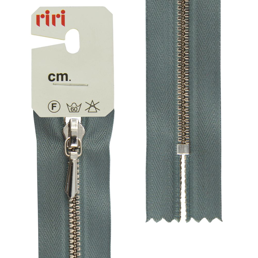 Молния металл RIRI Т3 (3 мм) 1 зам., н/раз., 18 см, Ni, слайд.Tropf, цв.2119, серо-голубой св., 1 шт Молния металл RIRI Т3 (3 мм) 1 зам., н/раз., 18 см, Ni, слайд.Tropf, цв.2119, серо-голубой св., 1 шт