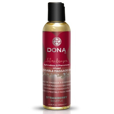 Вкусовое массажное масло DONA Kissable Massage Oil Strawberry Souffle 110 мл (Цвет: желтый)