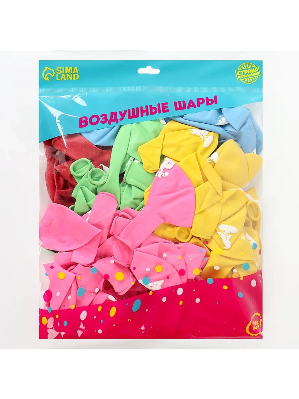 Шар латексный 12" "Милые животные", 100 шт., цвета МИКС
