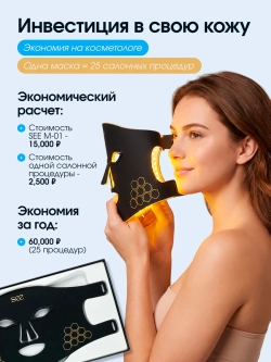 Светодиодная Led маска косметическая для фототерапии лица