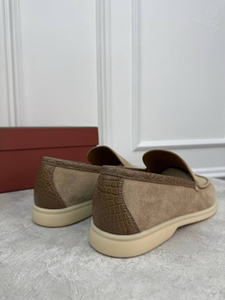 Лоферы Loro Piana Summer Walk со вставками кожи крокодила