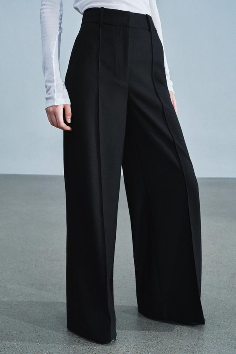 ZARA ШИРОКИЕ БРЮКИ — ZW COLLECTION, ЧЕРНЫЙ