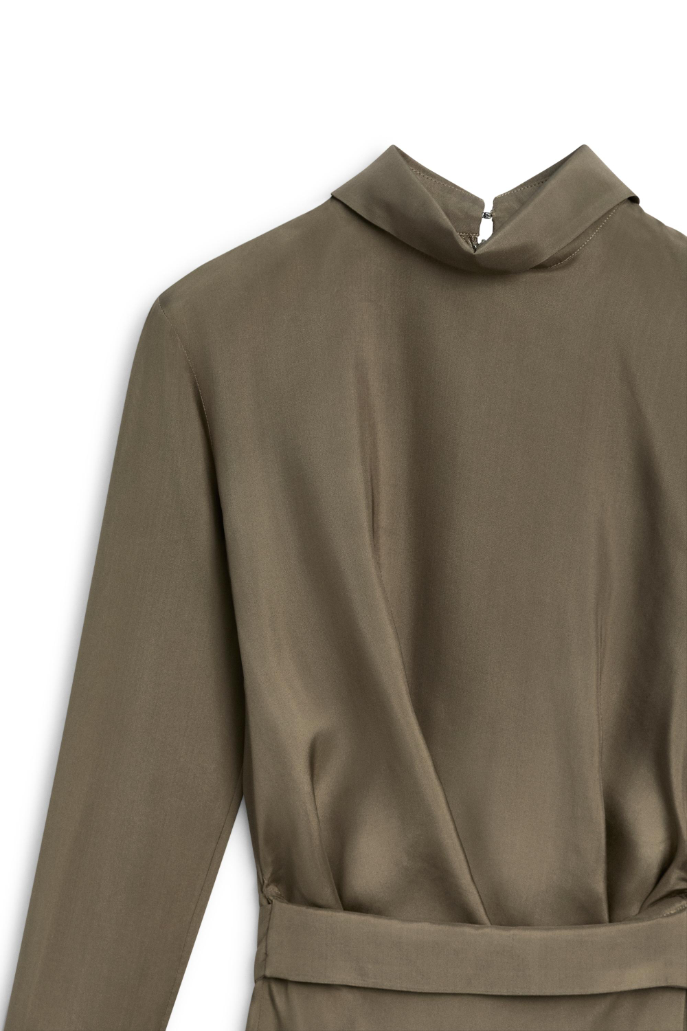 Massimo Dutti Асимметричное драпированное платье миди - Limited Edition, коричневый