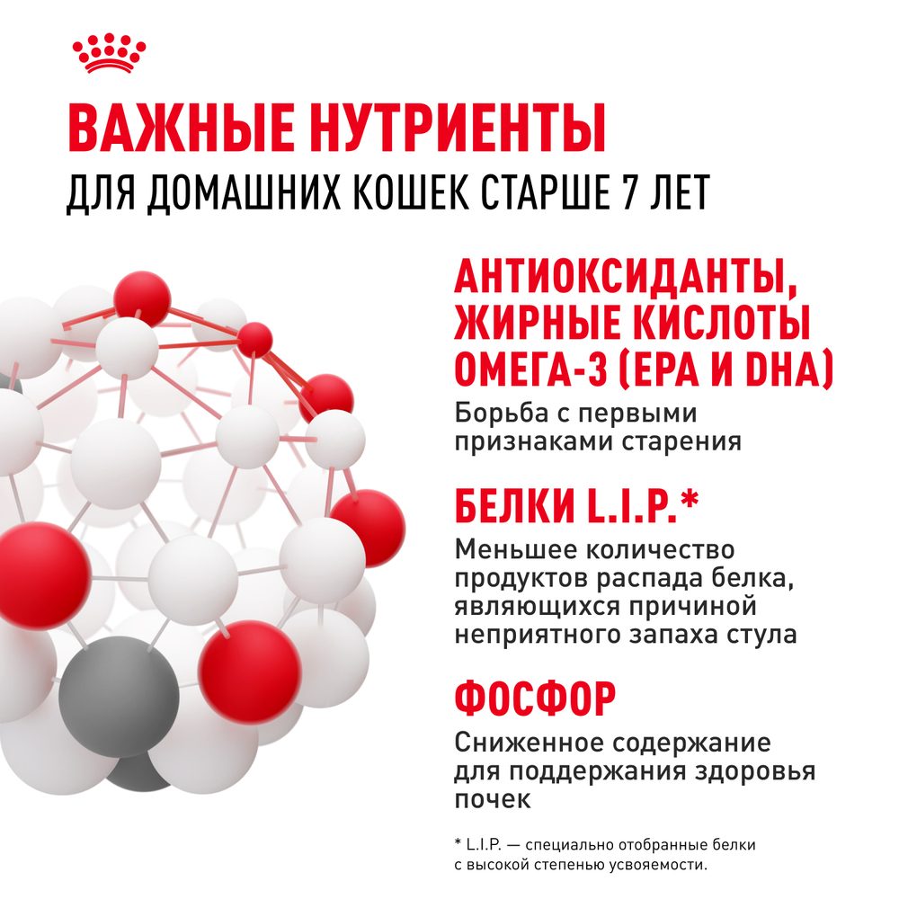 Royal Canin Indoor 7+ Корм сухой полнорационный сбалансированный для стареющих кошек (в возрасте от 7 до 12 лет), живущих в помещении - 1,5 кг