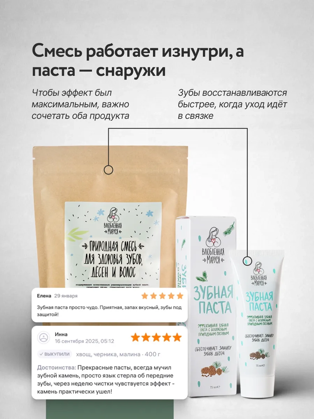 Природная смесь для Здоровья Зубов, Дёсен и Волос 2 шт