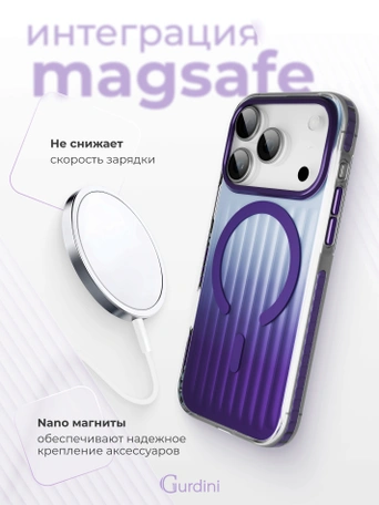Чехол накладка iPhone 17 Pro / 18 Pro 6.3" Gurdini Ocean Case (1) Transparent фиолетовый