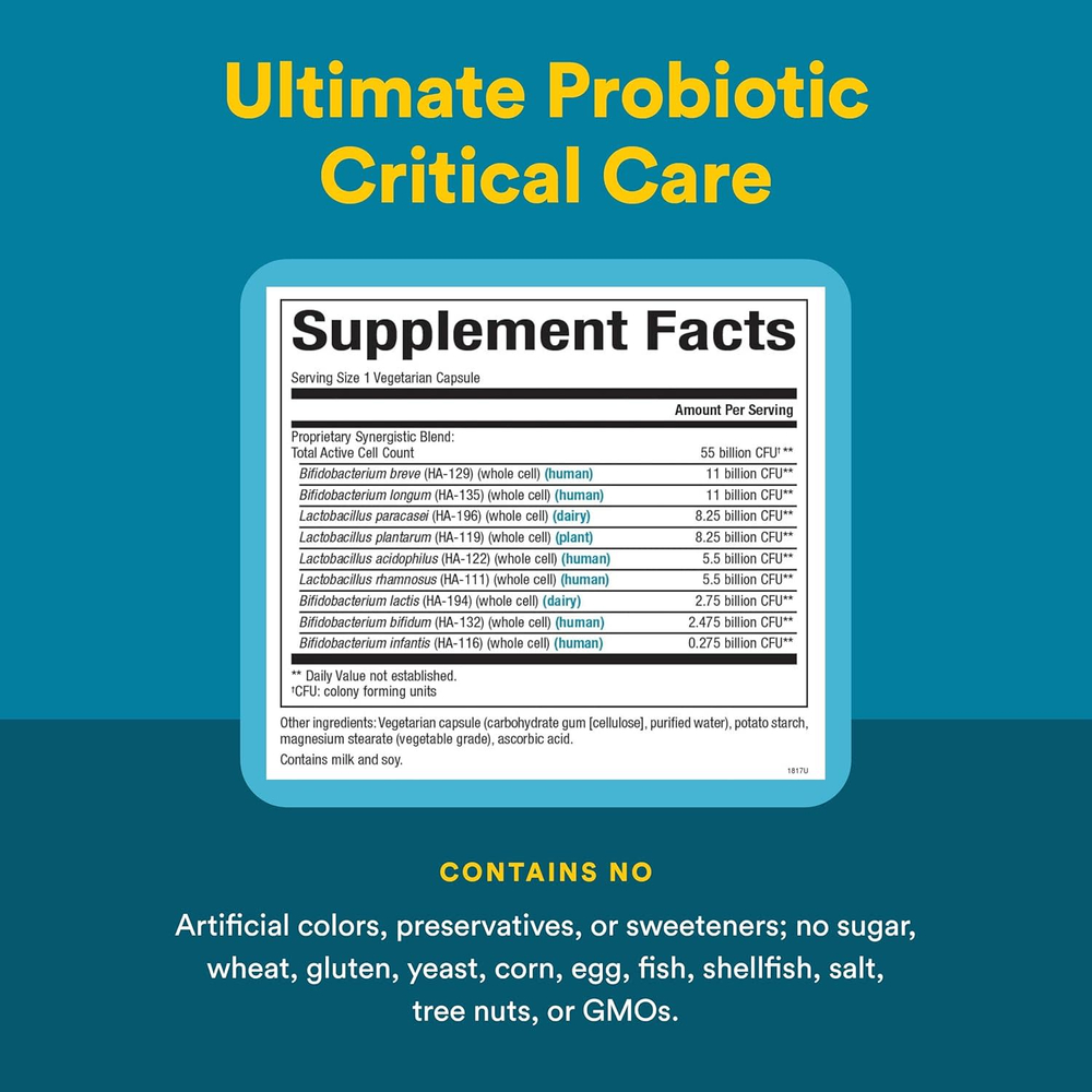 Natural Factors, Ultimate Probiotic, критический уход, 55 млрд КОЕ, 30 вегетарианских капсул